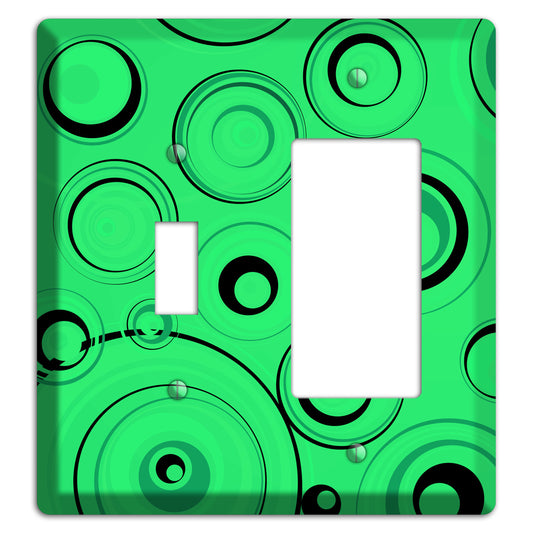 Bright Green Circles Toggle / Rocker Wallplate