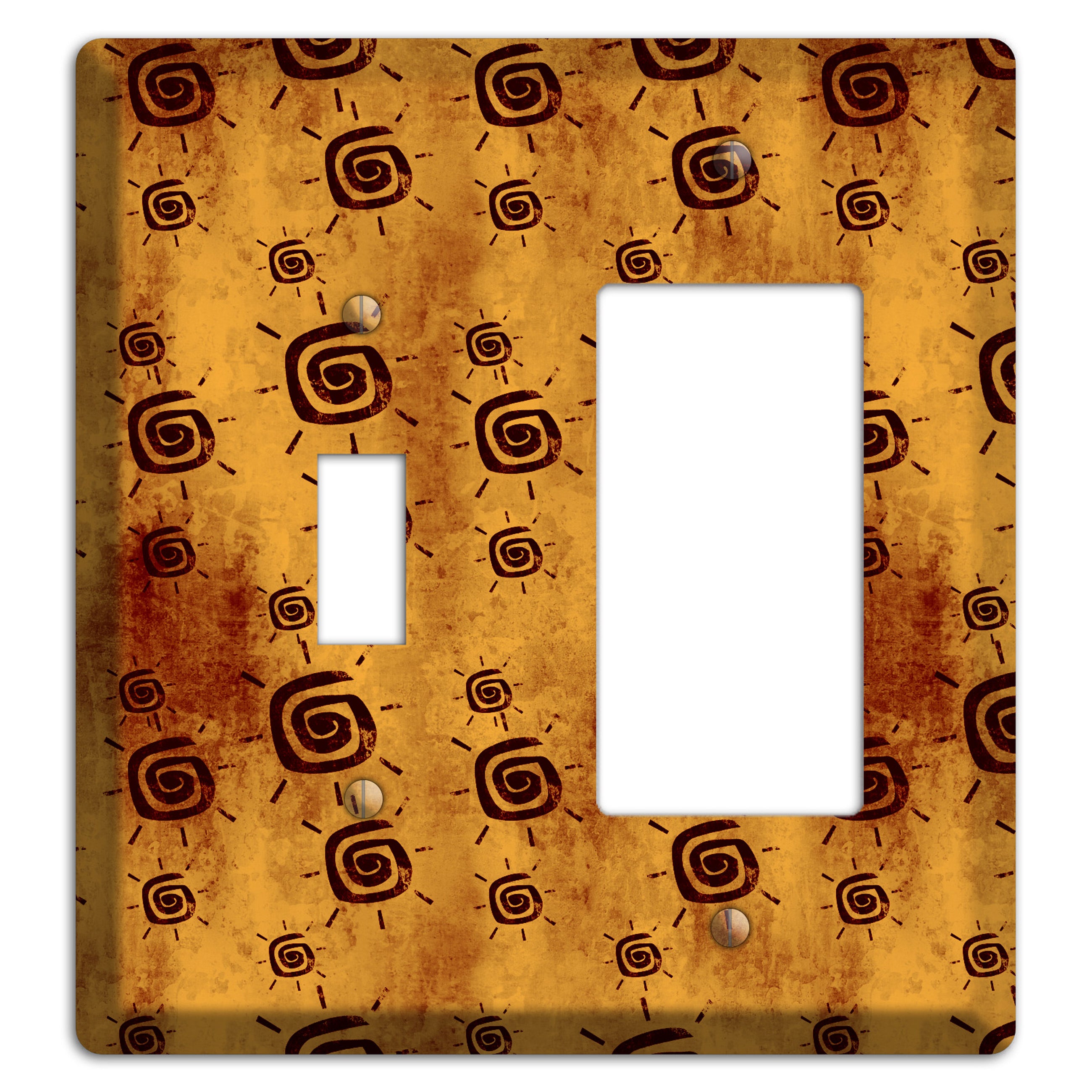 Mustard with Maroon Swirl Toggle / Rocker Wallplate