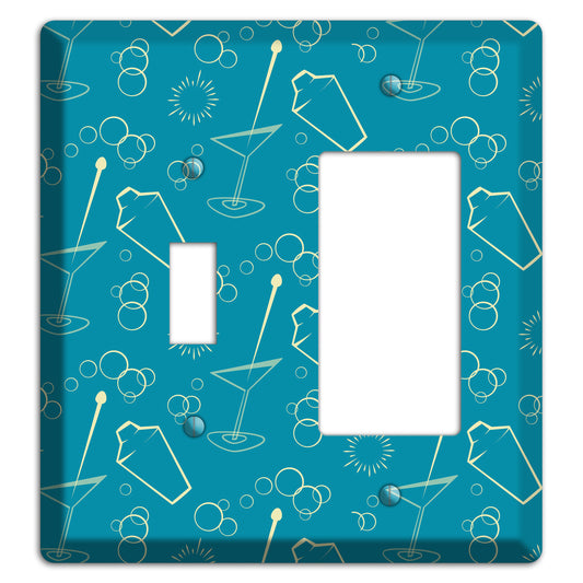 Teal Cocktail Hour Toggle / Rocker Wallplate