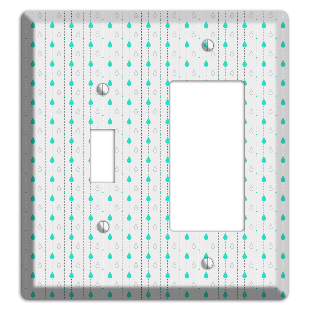 White and Blue Drops Toggle / Rocker Wallplate
