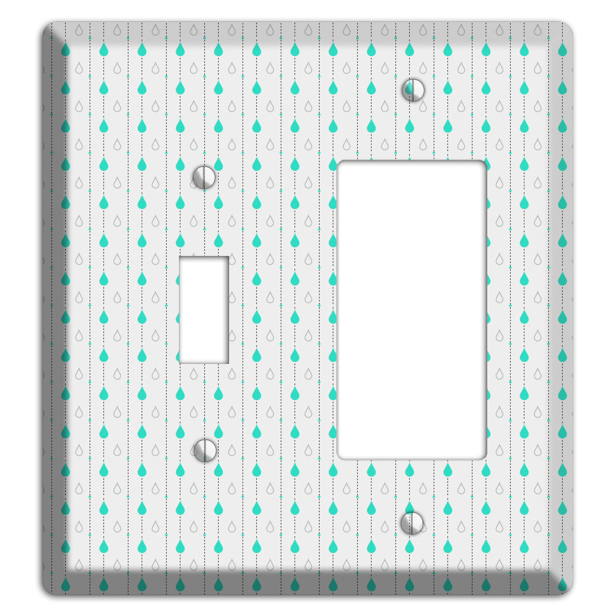 White and Blue Drops Toggle / Rocker Wallplate