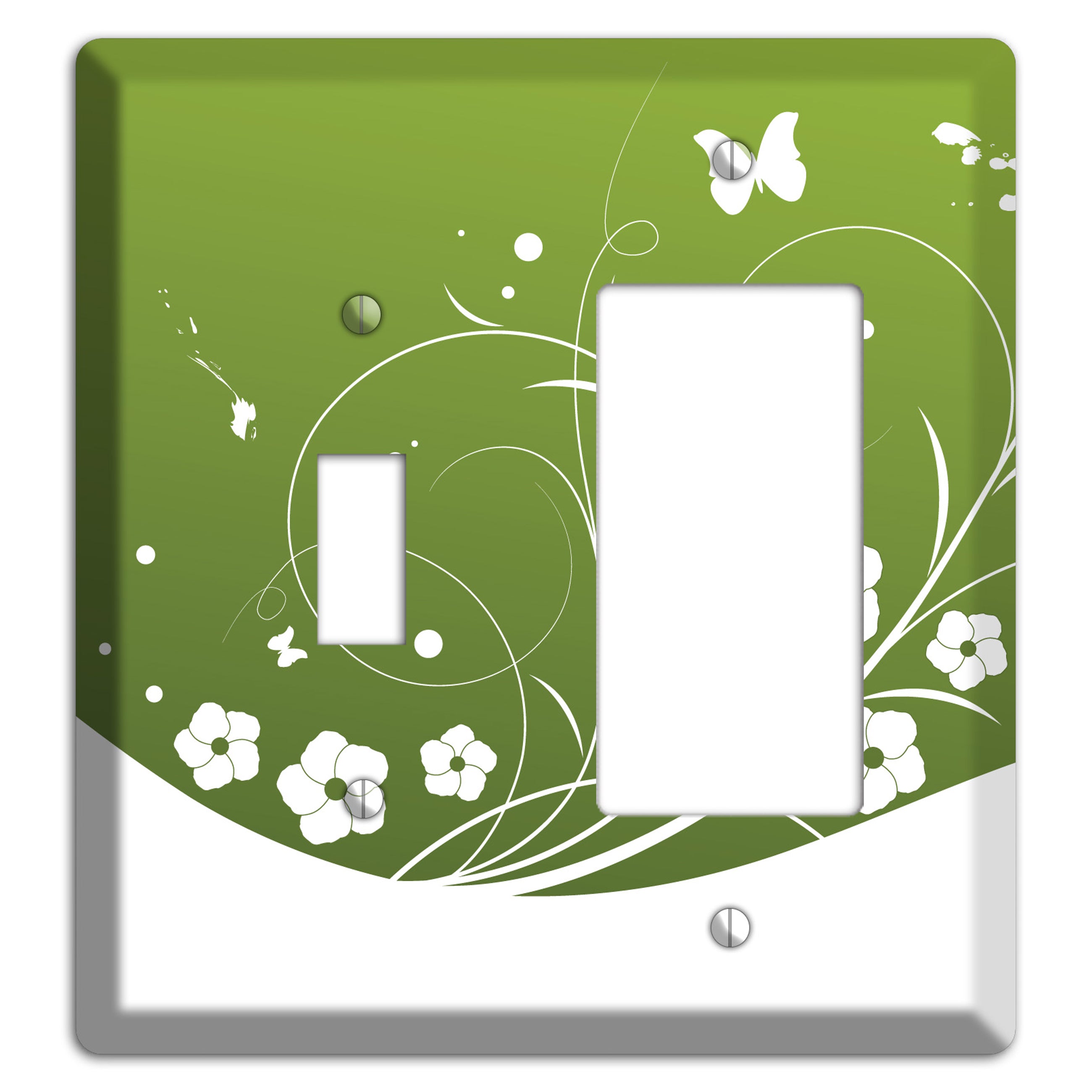 Green Floral Sprig Toggle / Rocker Wallplate