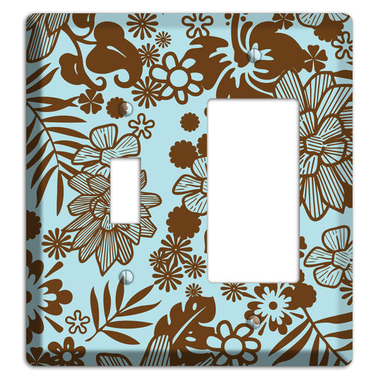 Blue and Brown Tropical Toggle / Rocker Wallplate