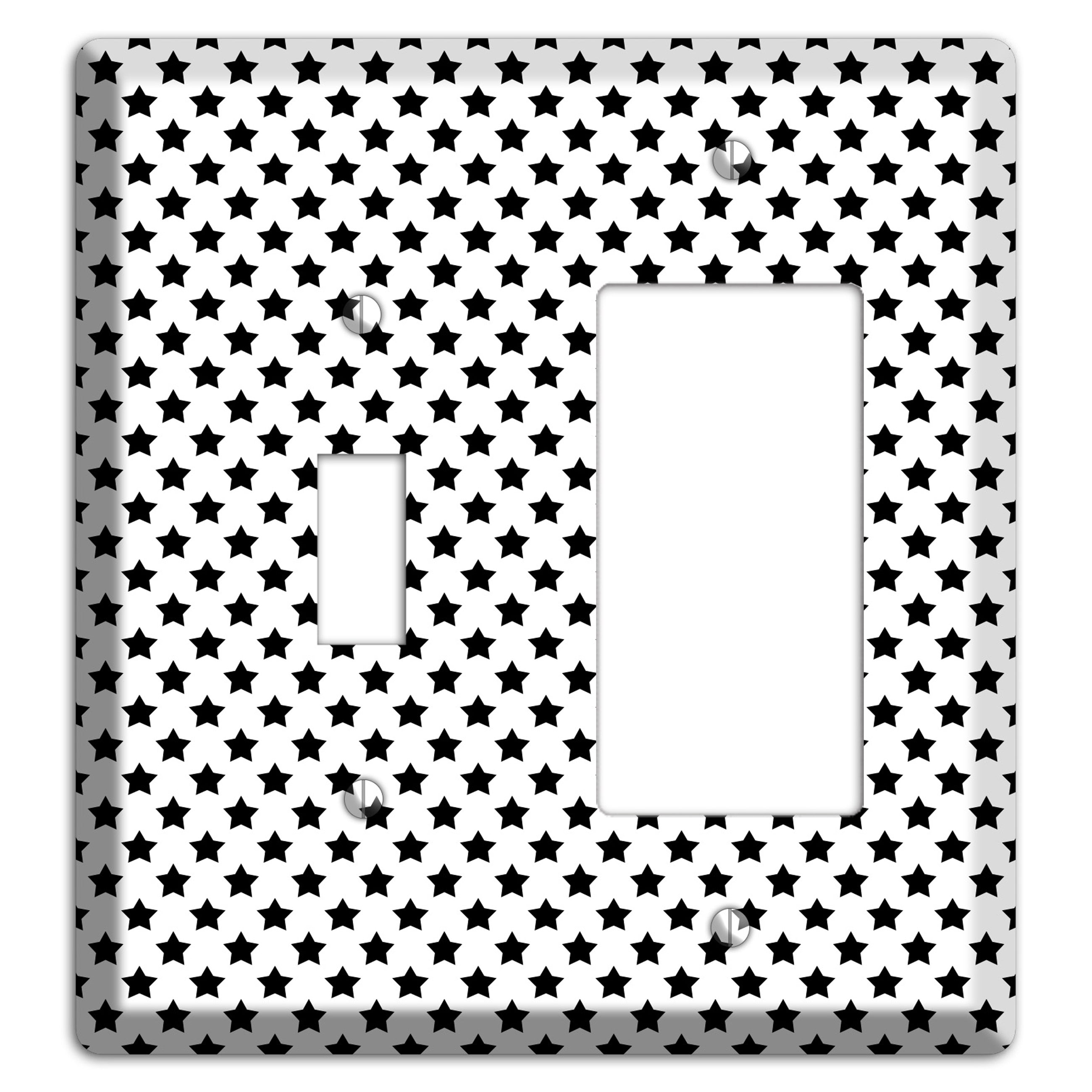 White with Black Stars Toggle / Rocker Wallplate