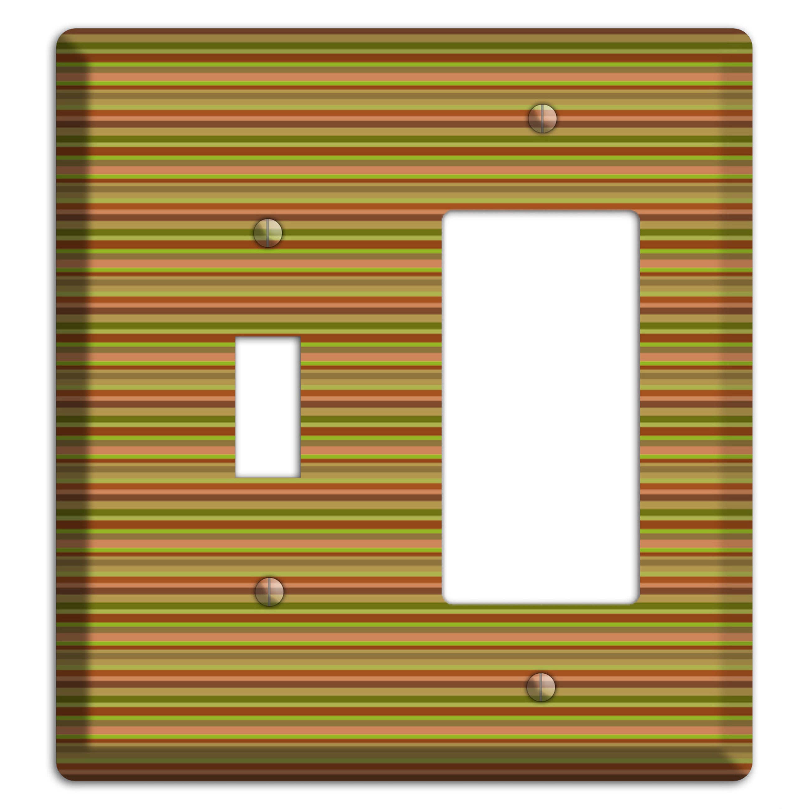 Multi Olive Burgundy Horizontal Stripes Toggle / Rocker Wallplate