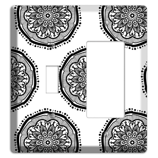 Mandala Black and White Style R Cover Plates Toggle / Rocker Wallplate
