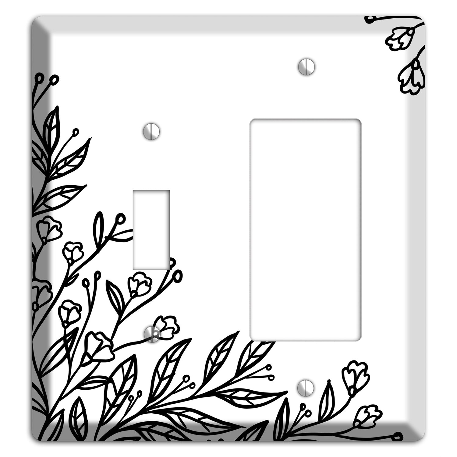 Hand-Drawn Floral 2 Toggle / Rocker Wallplate