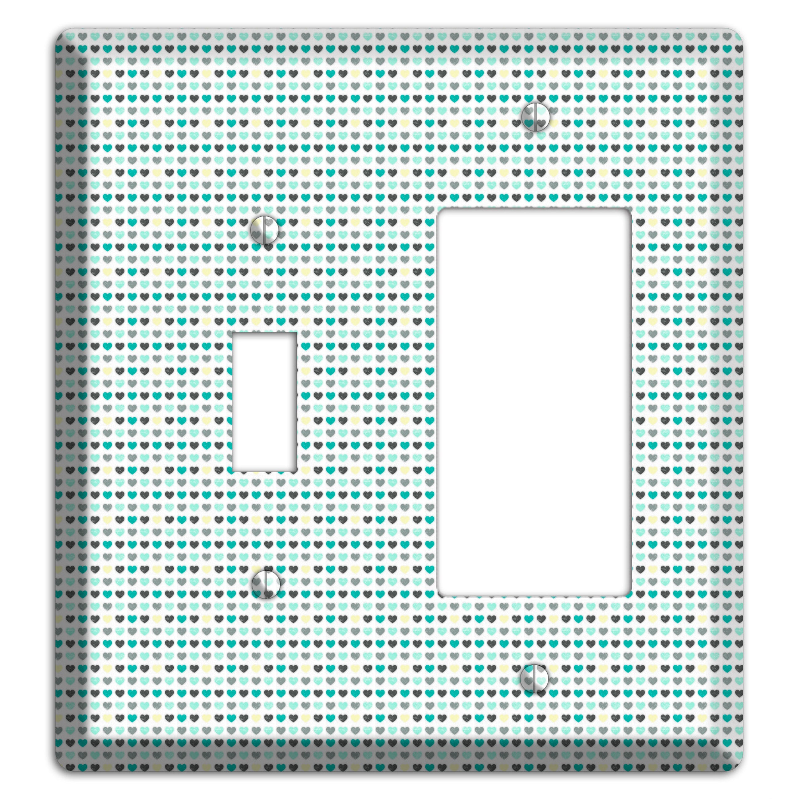 Multi Teal Grey Yellow Optical Hearts Toggle / Rocker Wallplate