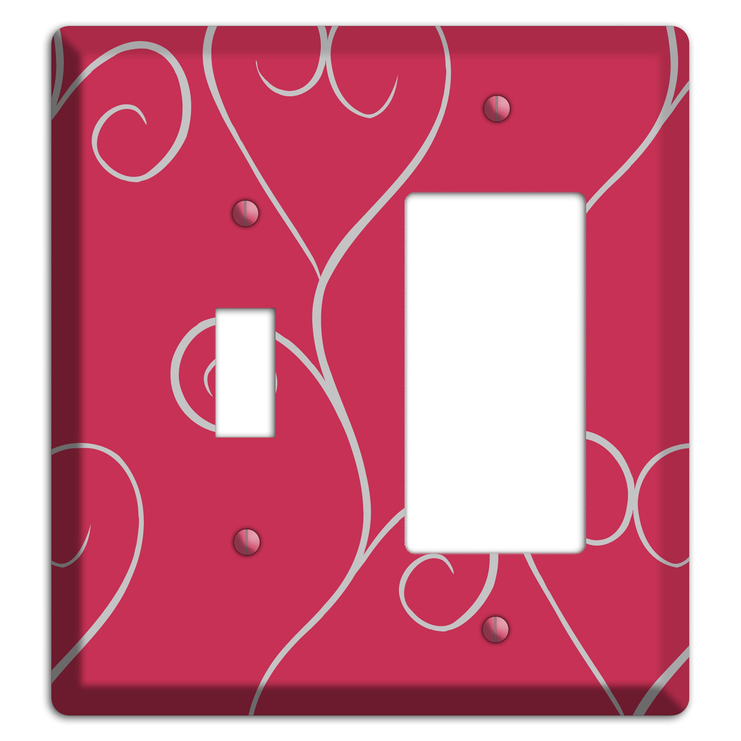 Fuschia Scroll Heart Toggle / Rocker Wallplate
