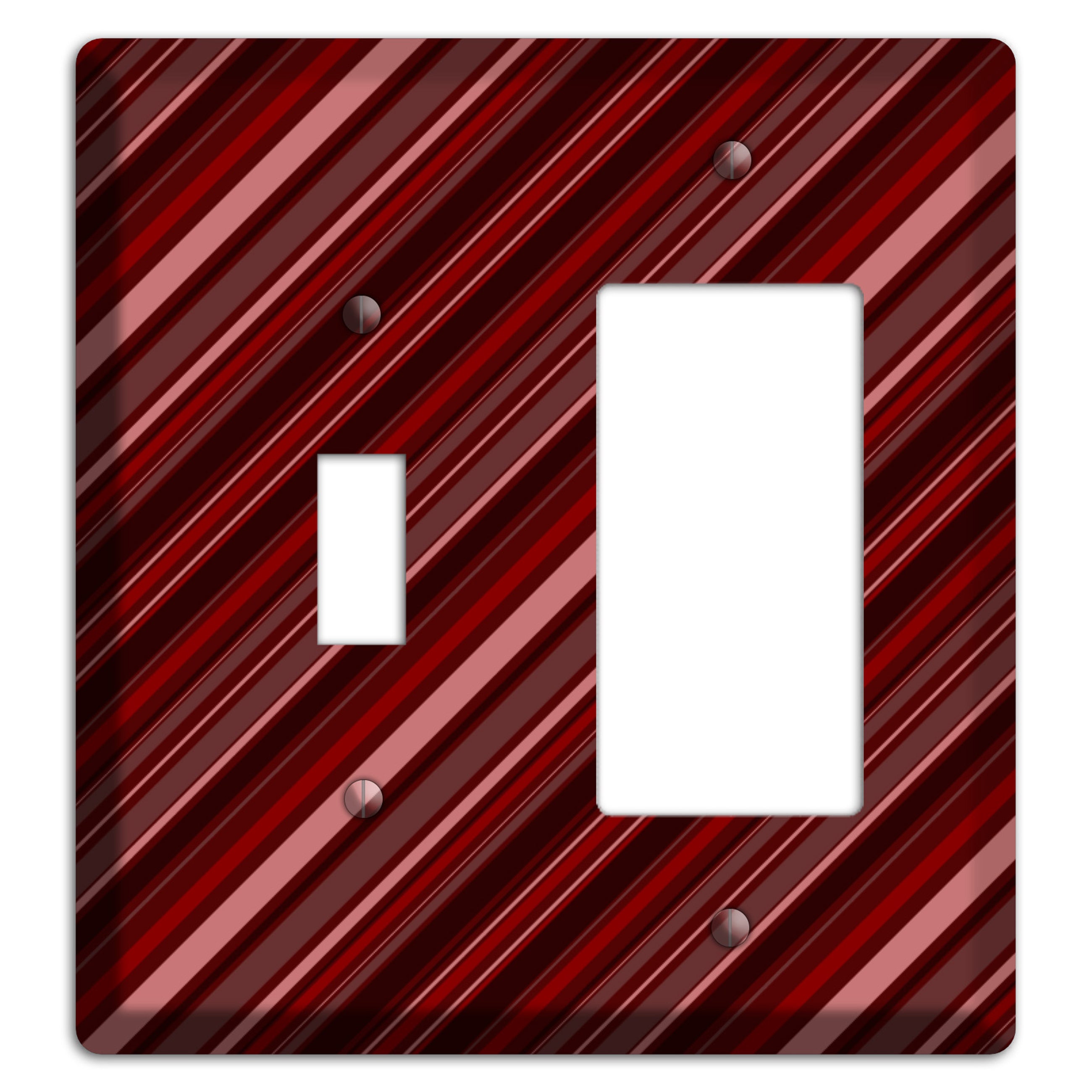 Burgundy Multi Angled Stripes 2 Toggle / Rocker Wallplate