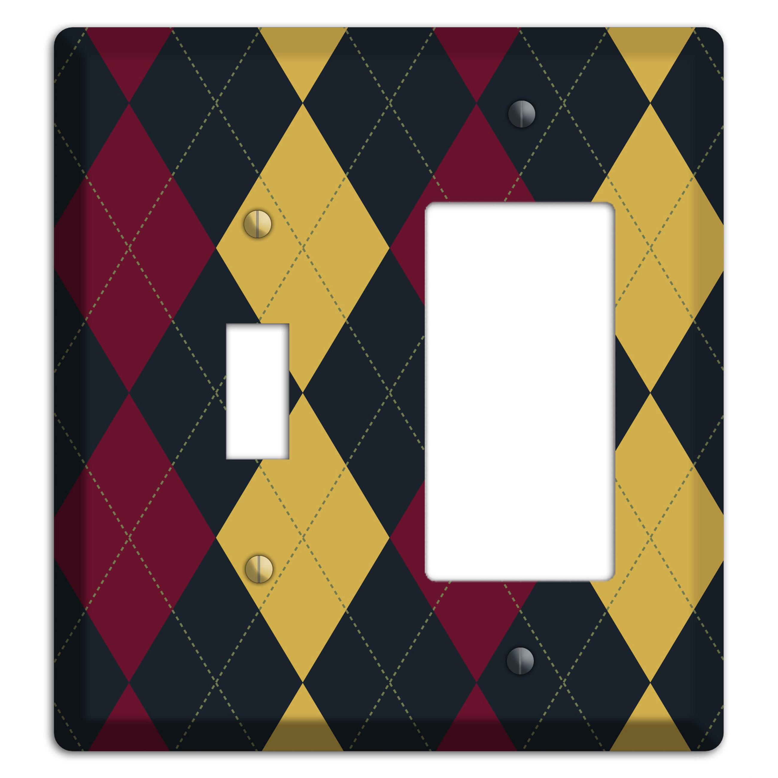 Deep Red and Yellow Argyle Toggle / Rocker Wallplate