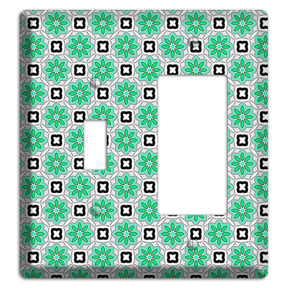 Green Foulard 6 Toggle / Rocker Wallplate