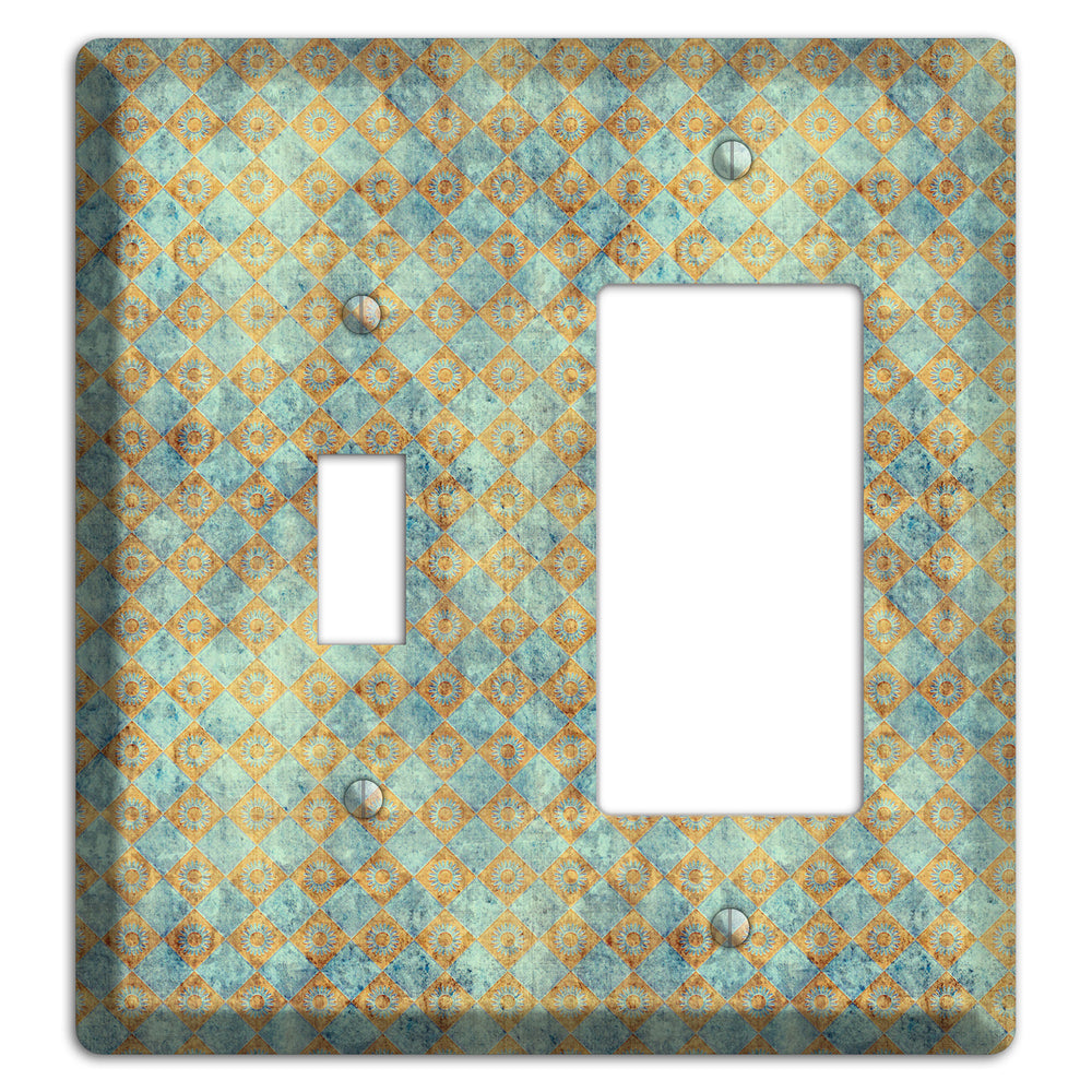 Green and Beige Diamond Circles Toggle / Rocker Wallplate