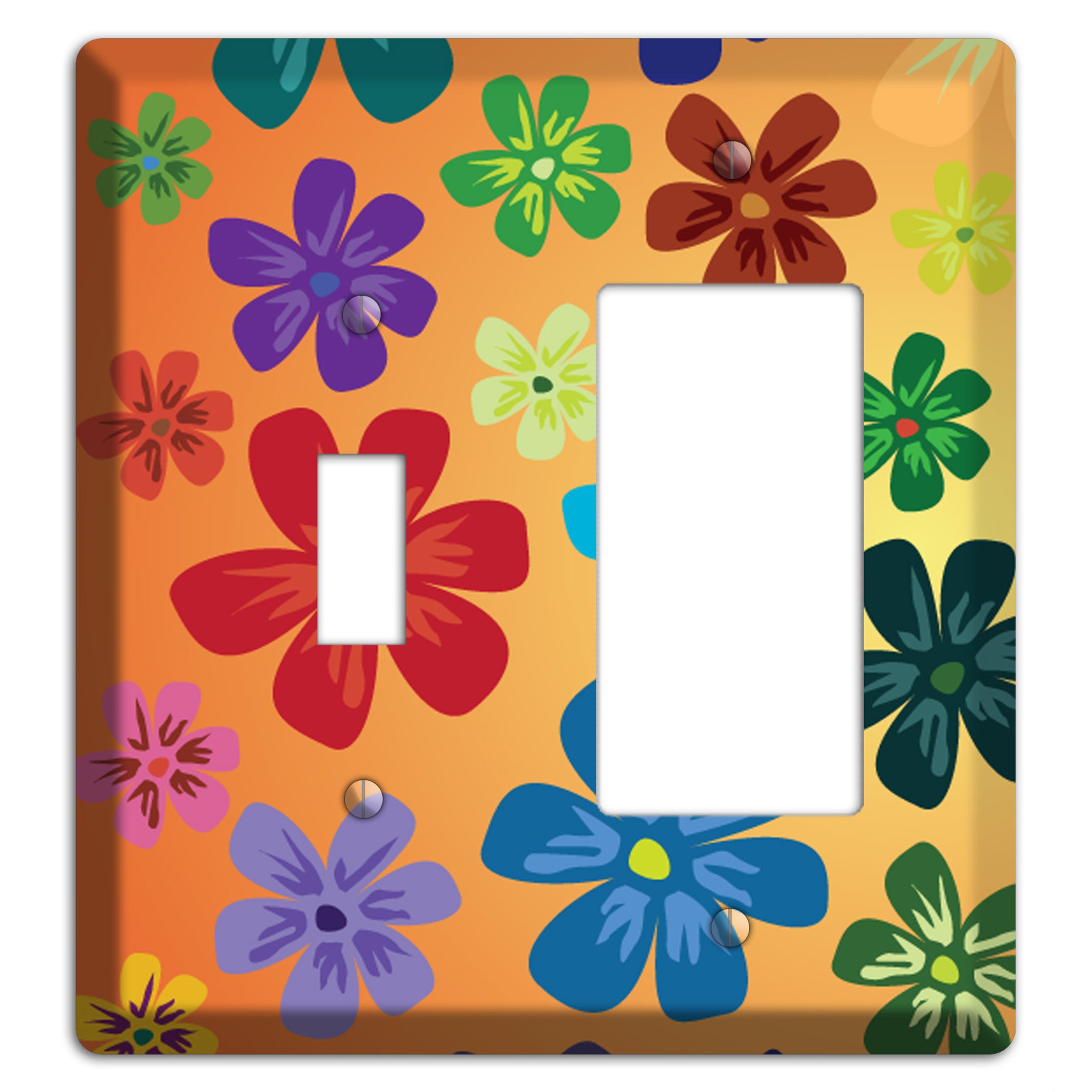 Brown Flowers Toggle / Rocker Wallplate