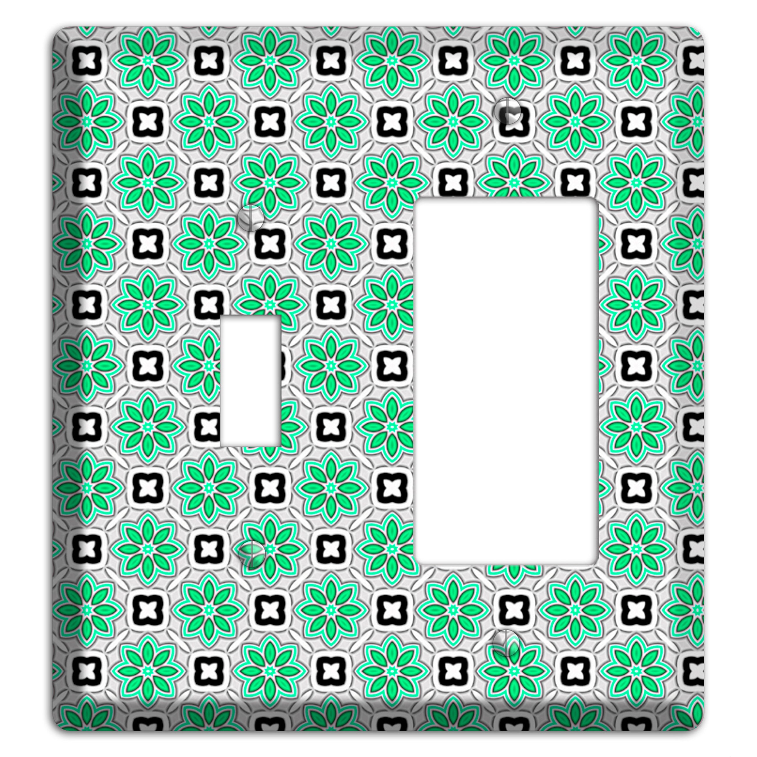 Green and Black Foulard Toggle / Rocker Wallplate