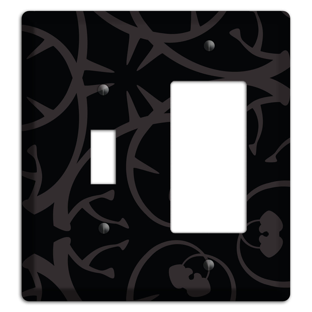 Black with Grey Abstract Swirl Toggle / Rocker Wallplate