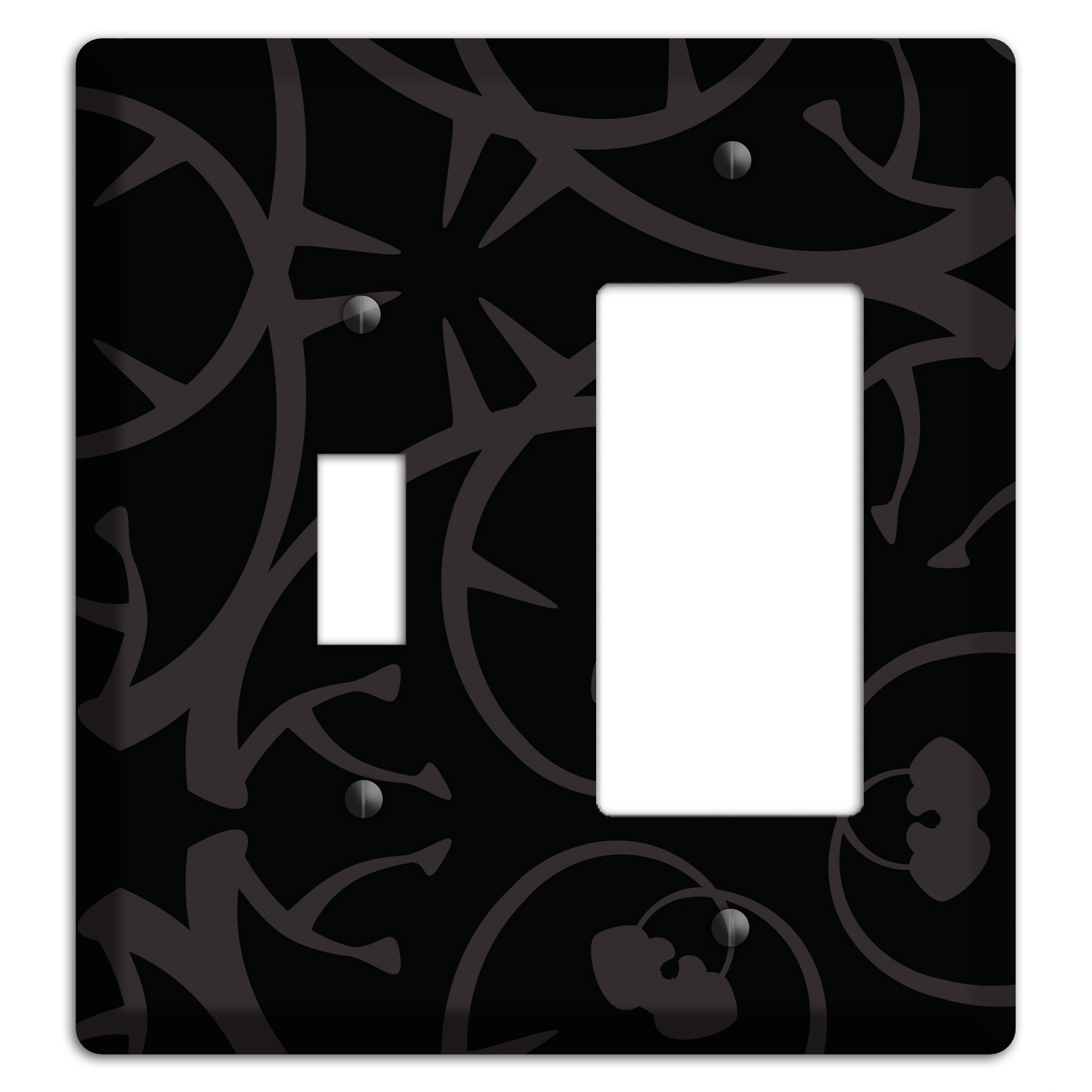 Black with Grey Abstract Swirl Toggle / Rocker Wallplate