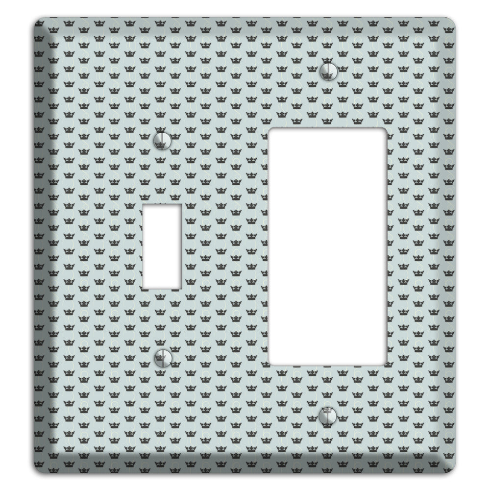 Dusty Blue with Crowns Toggle / Rocker Wallplate
