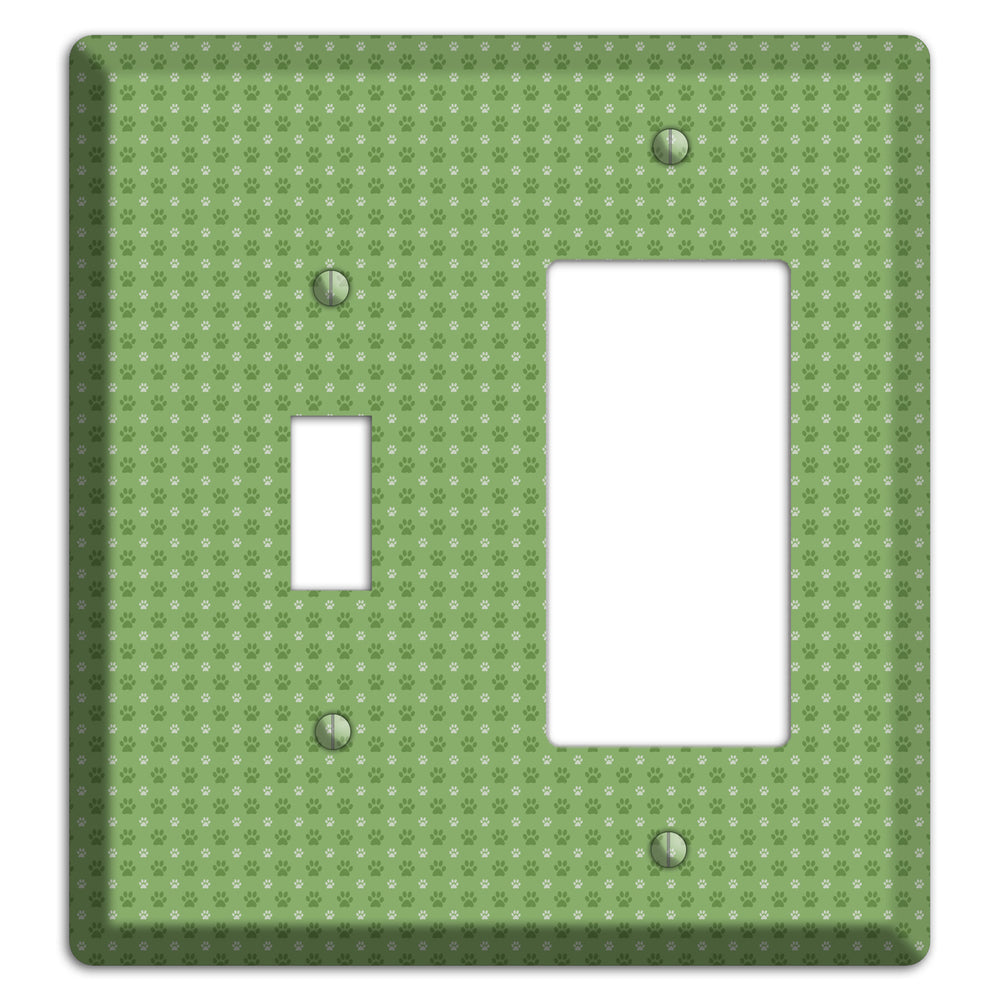 Green Paw Prints Toggle / Rocker Wallplate