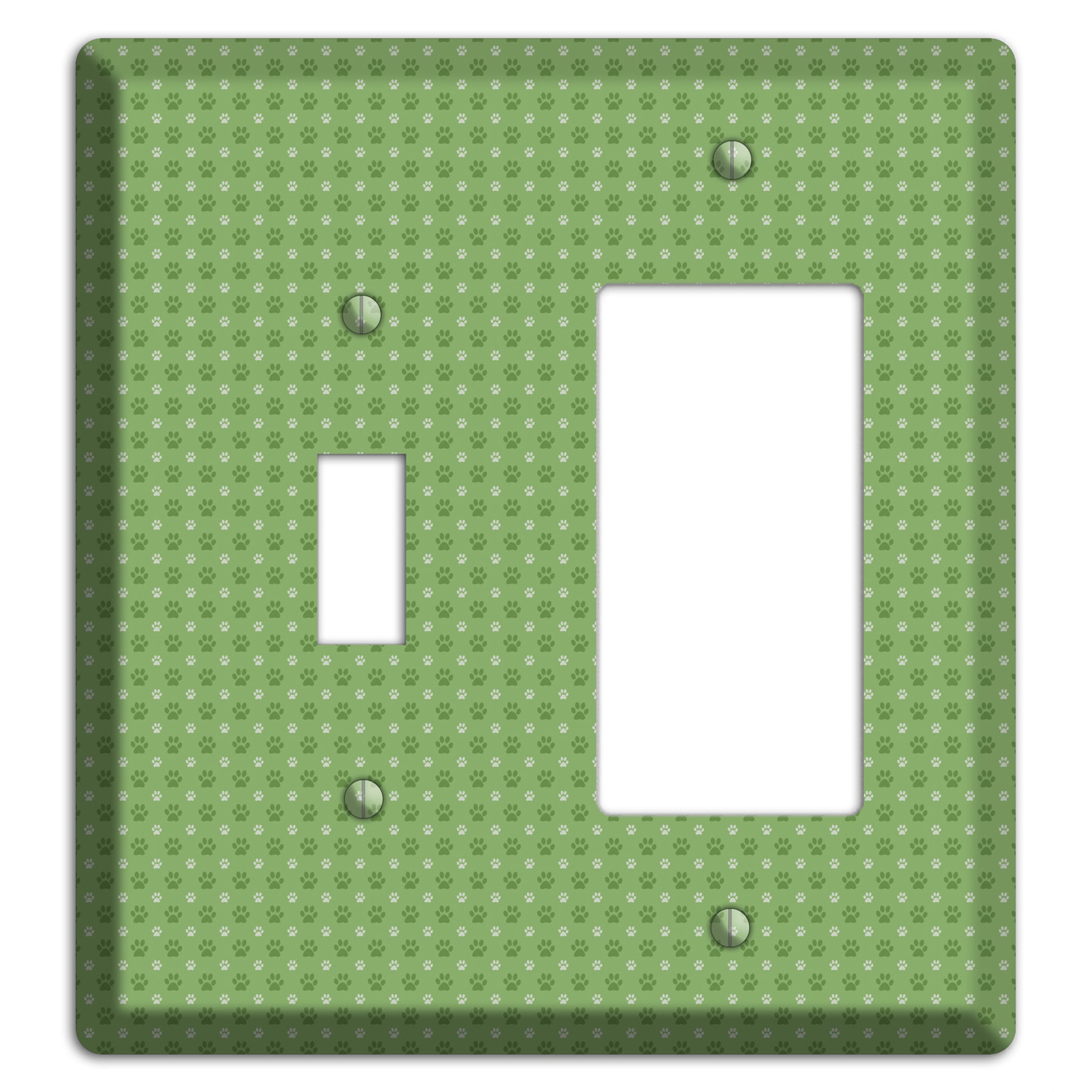 Green Paw Prints Toggle / Rocker Wallplate