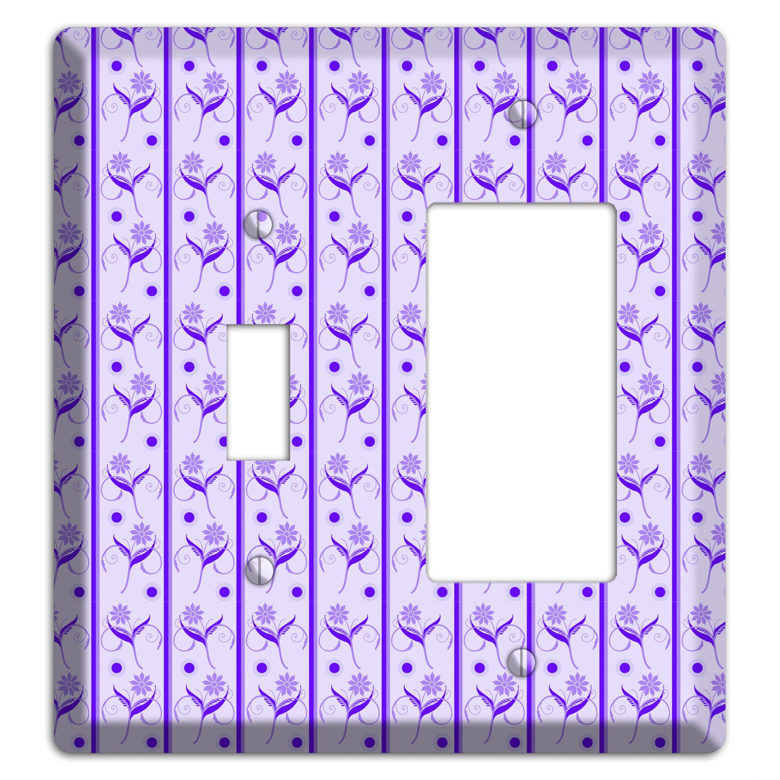 Purple Floral Pattern Toggle / Rocker Wallplate