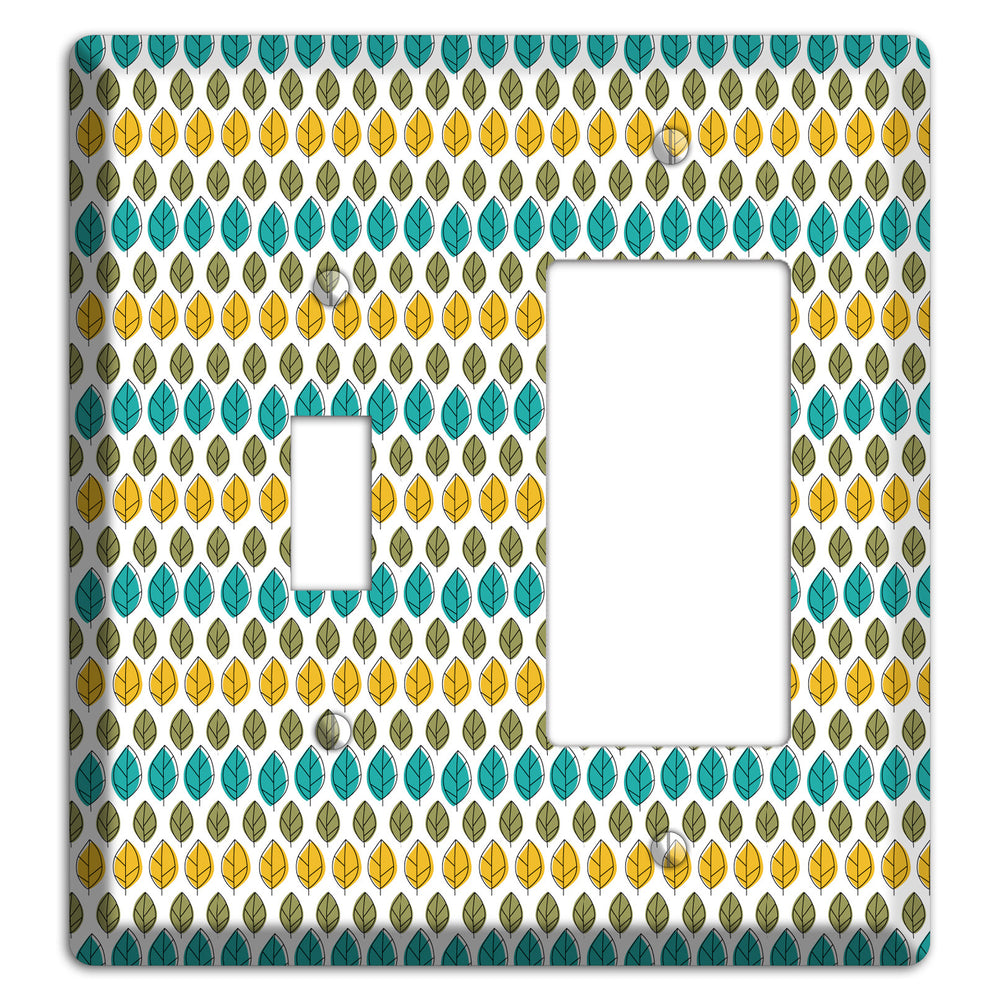 Turquoise Multi Olive Leaf Contour Toggle / Rocker Wallplate