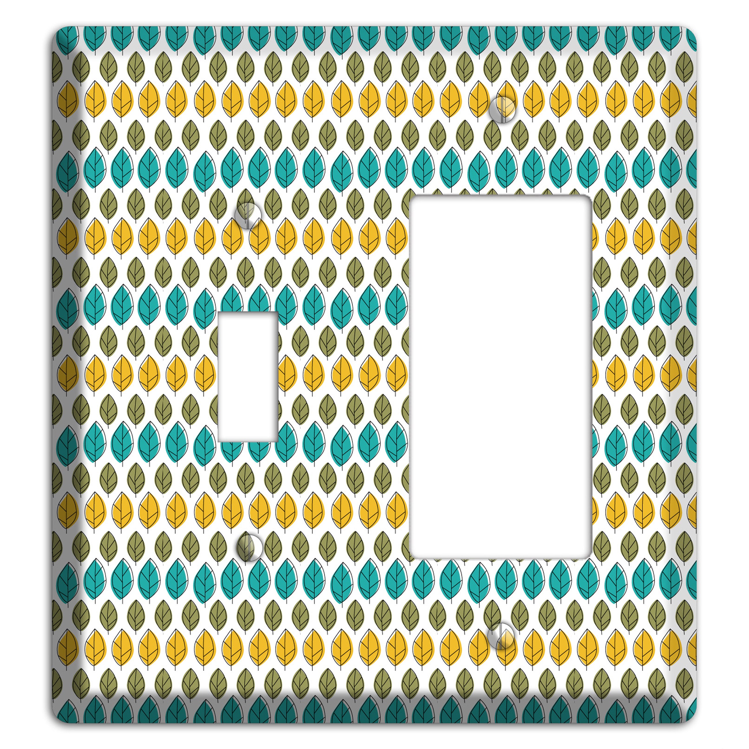 Turquoise Multi Olive Leaf Contour Toggle / Rocker Wallplate