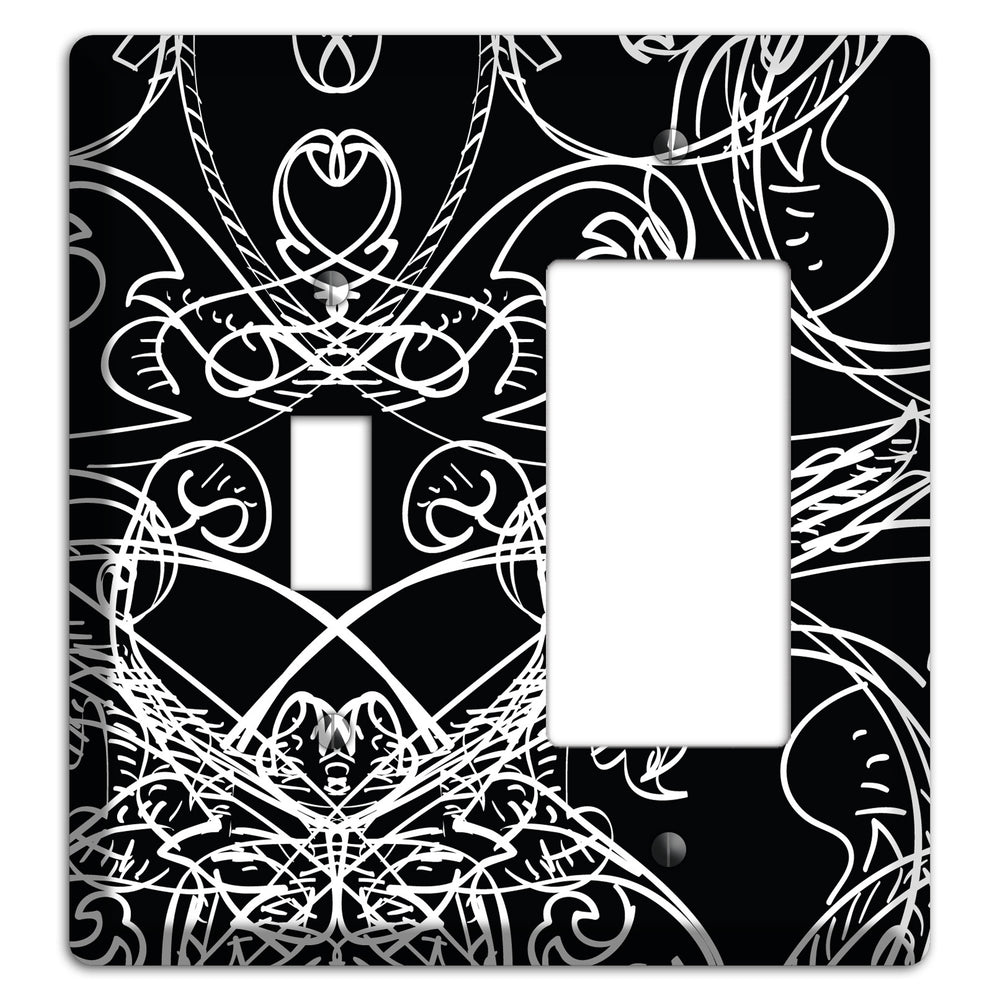Black Deco Sketch Toggle / Rocker Wallplate