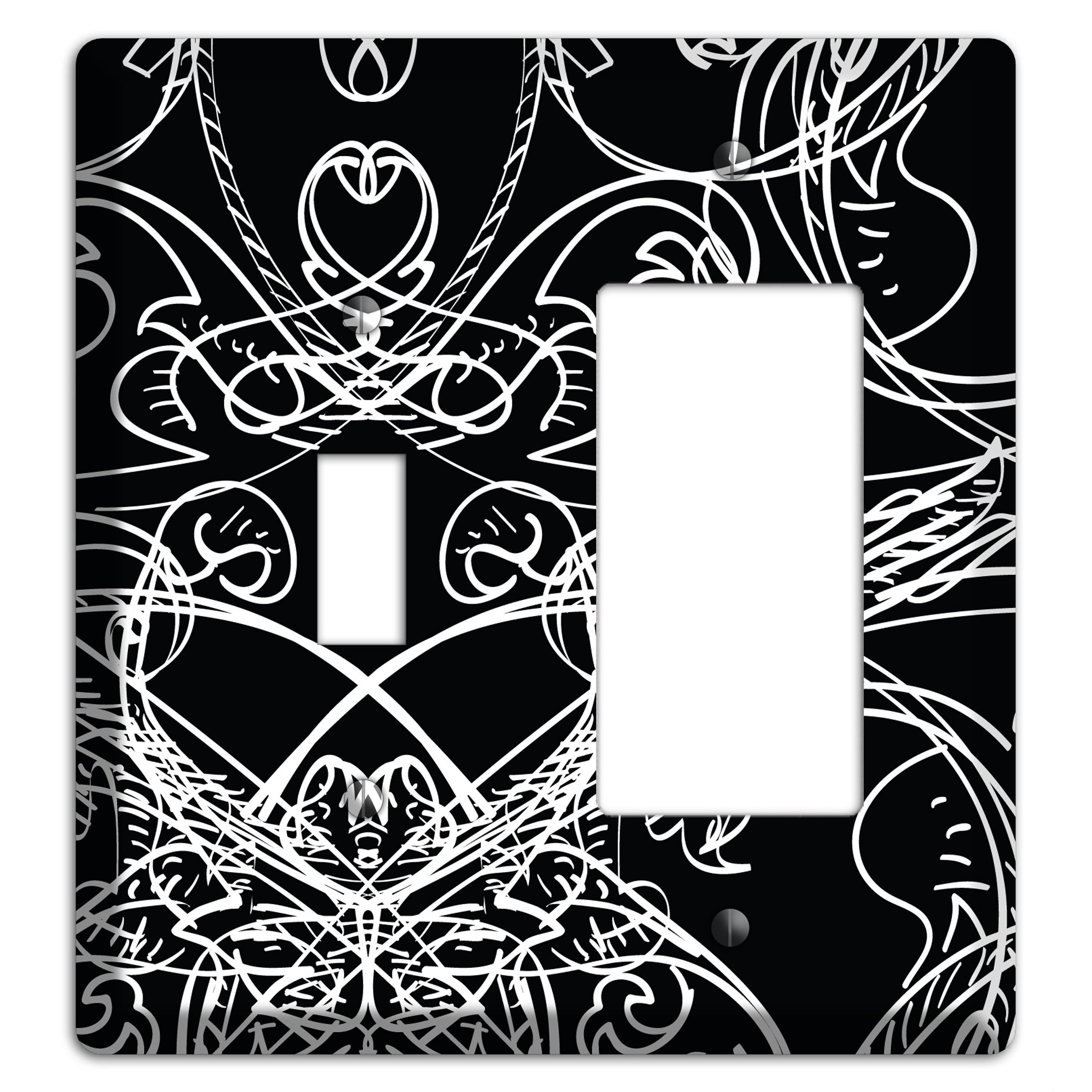Black Deco Sketch Toggle / Rocker Wallplate