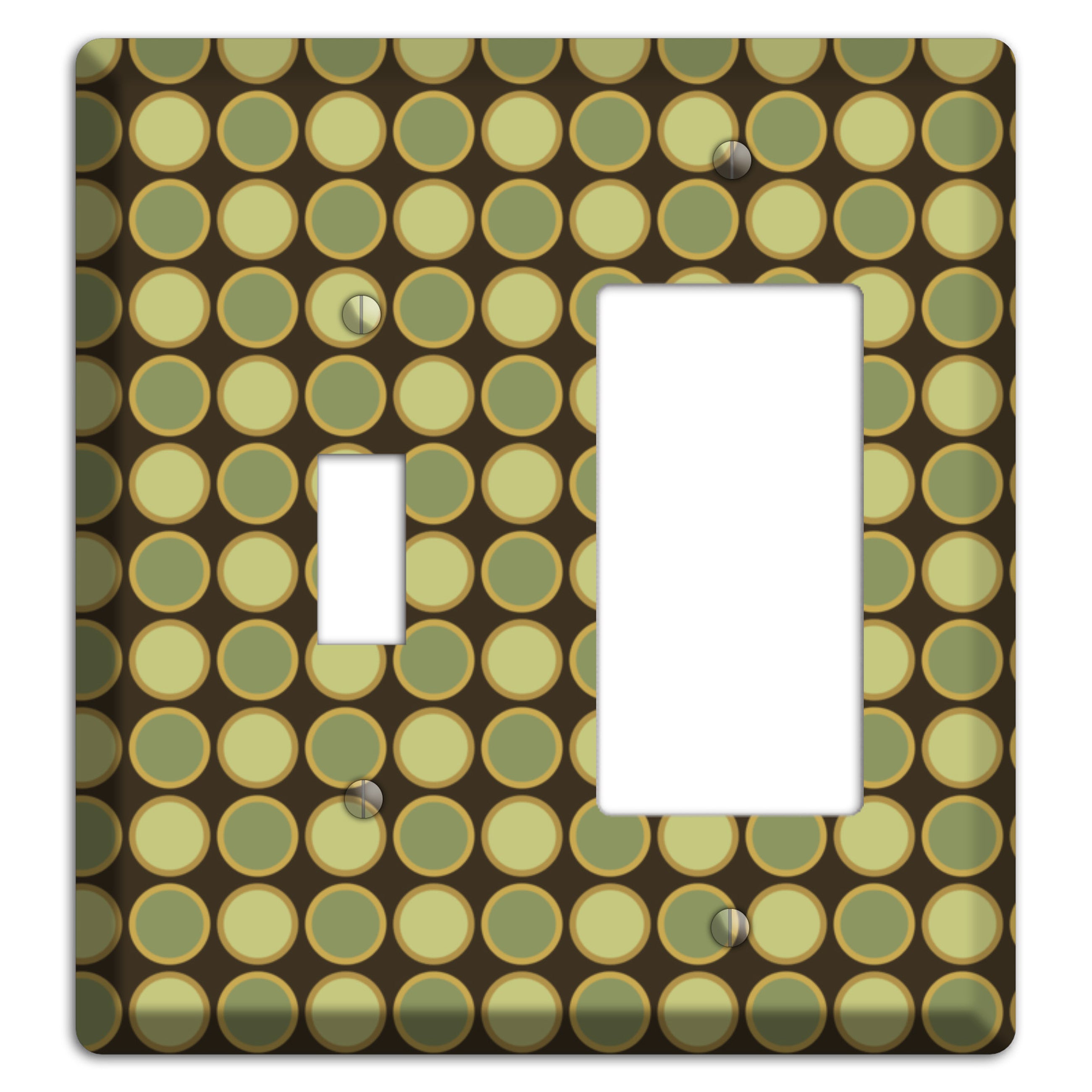 Dark Grey with Multi Olive Tiled Dots Toggle / Rocker Wallplate