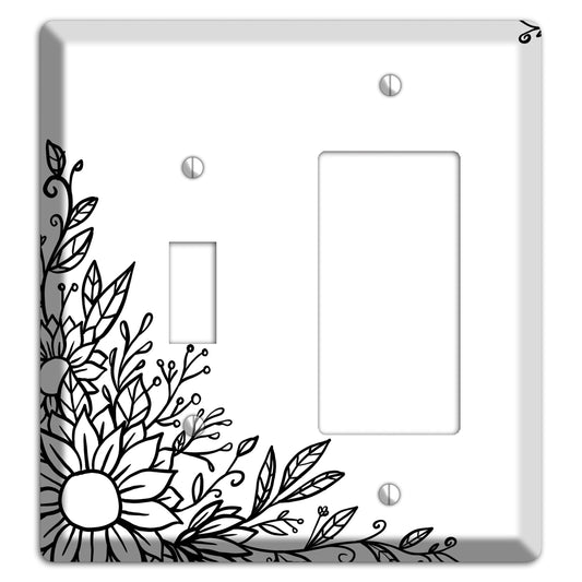 Hand-Drawn Floral 6 Toggle / Rocker Wallplate