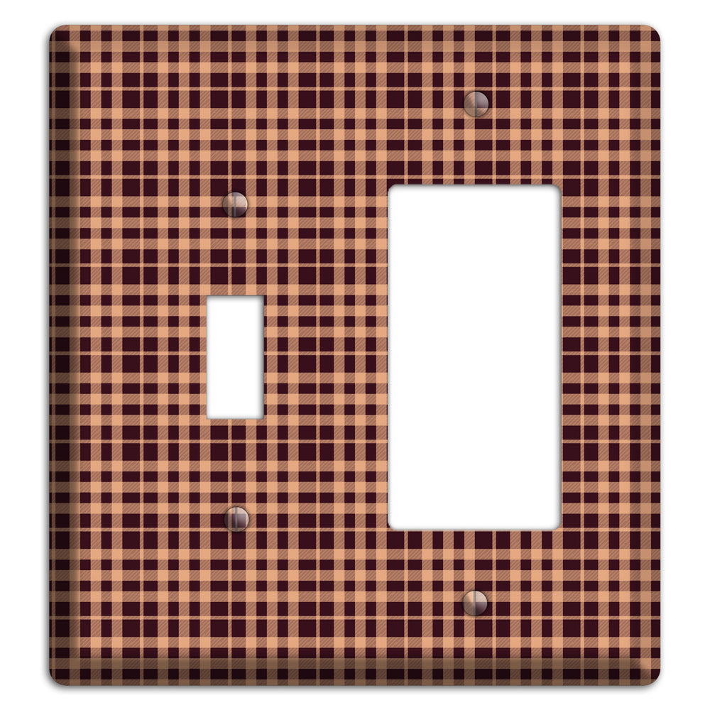 Beige and Black Plaid Toggle / Rocker Wallplate
