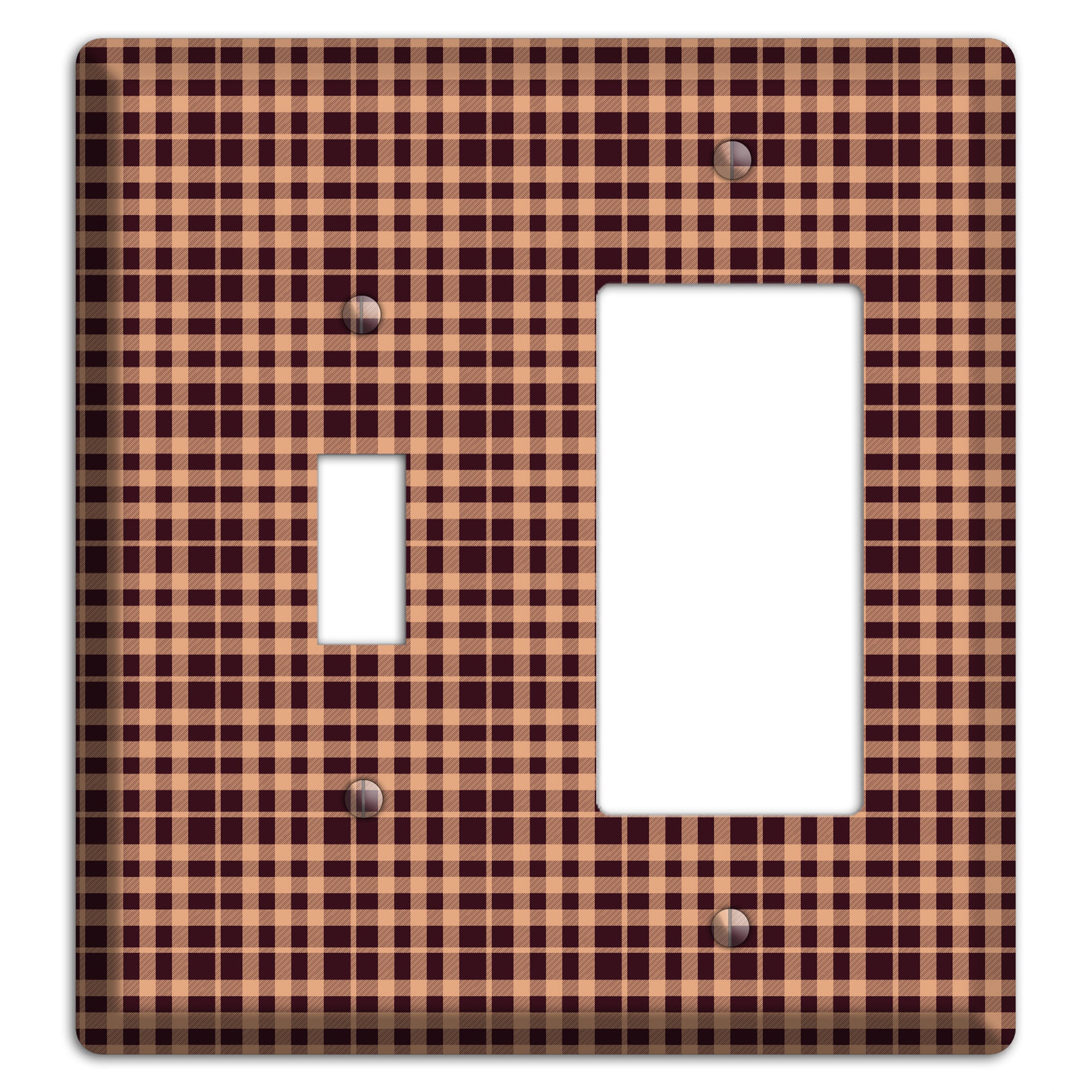 Beige and Black Plaid Toggle / Rocker Wallplate