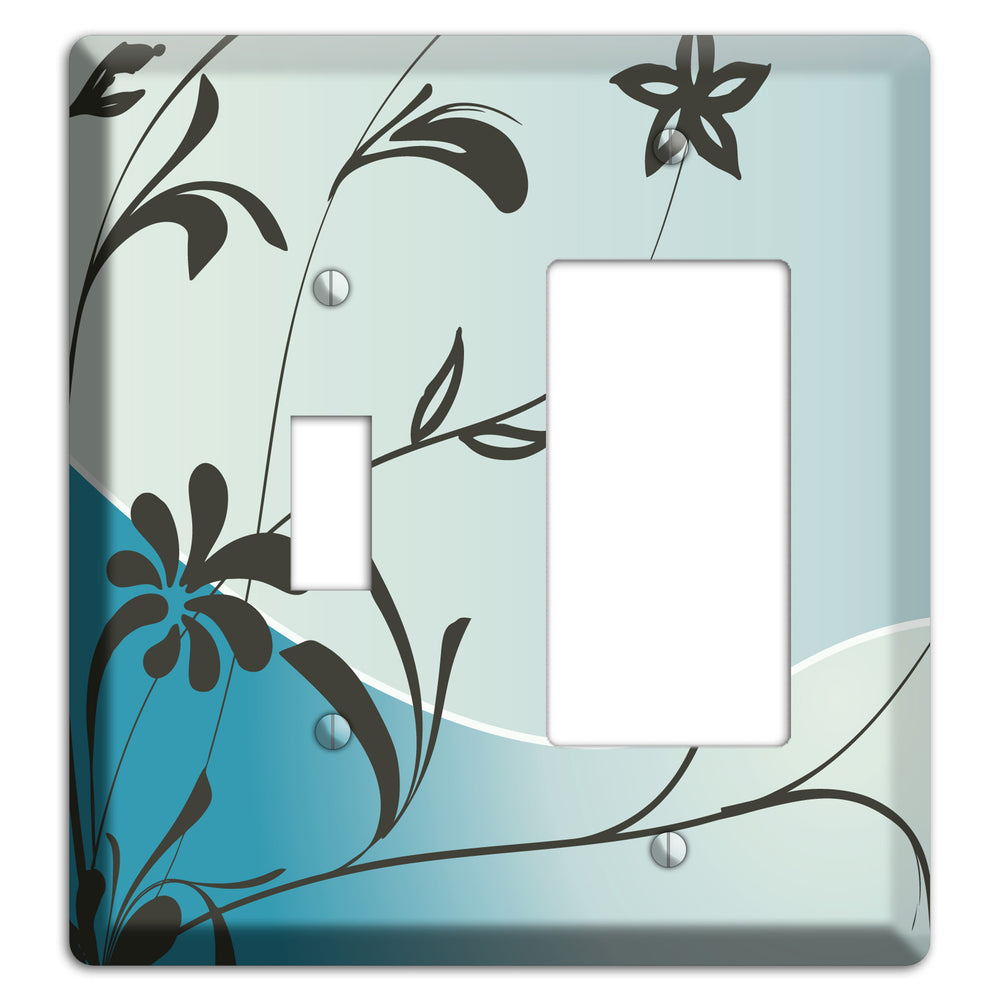 Blue-grey Flowers Toggle / Rocker Wallplate