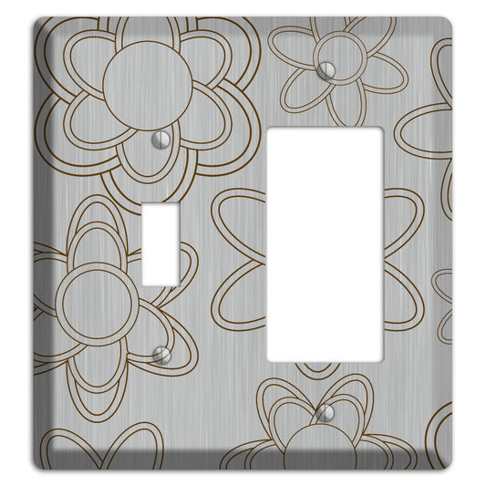 Retro Floral Contour  Stainless Toggle / Rocker Wallplate