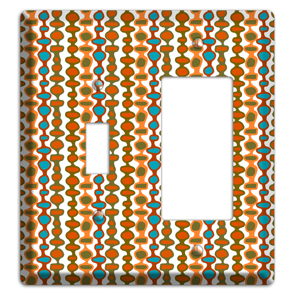 Multi Umber and Dusty Blue Bead and Reel Toggle / Rocker Wallplate