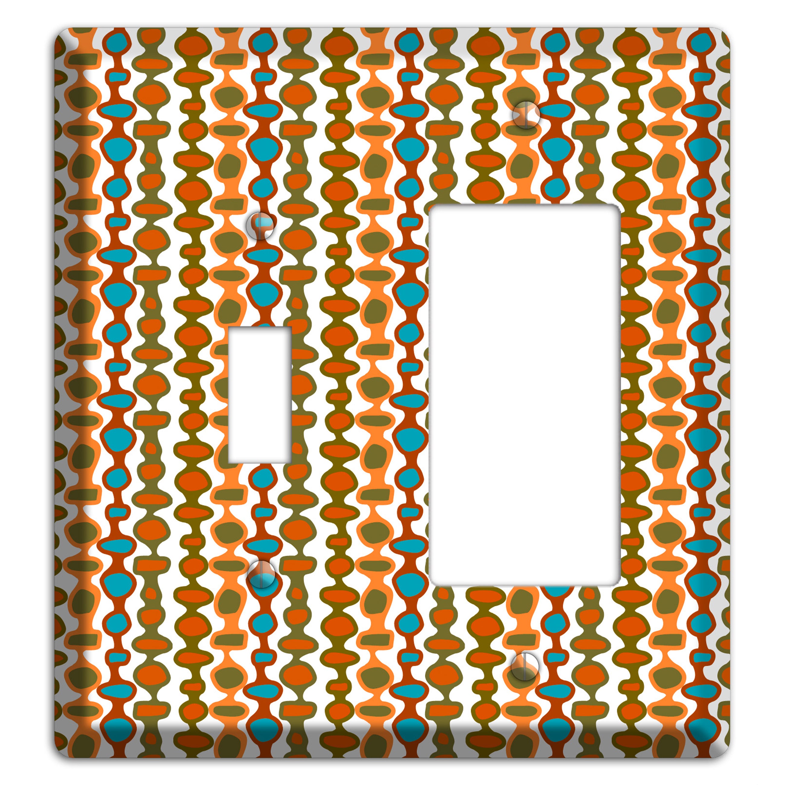 Multi Umber and Dusty Blue Bead and Reel Toggle / Rocker Wallplate