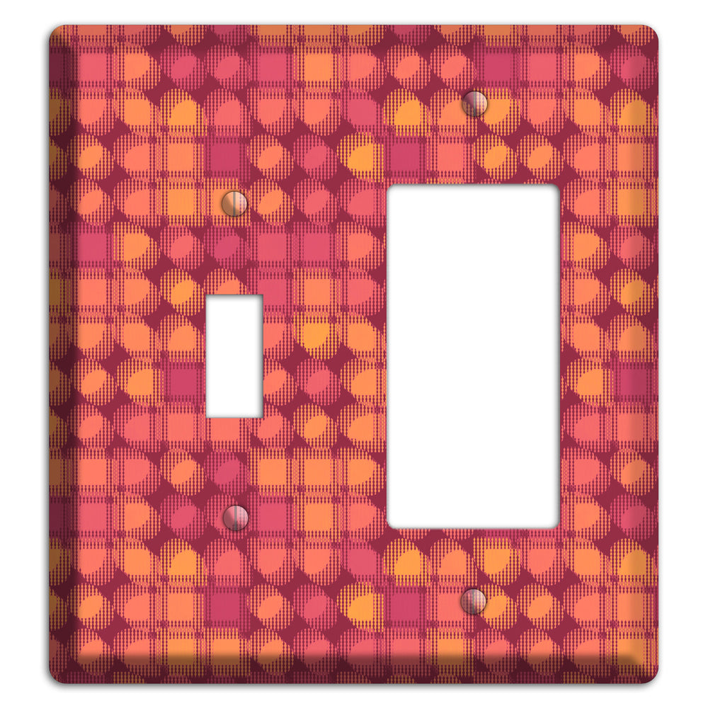 Coral Grunge Circles Toggle / Rocker Wallplate