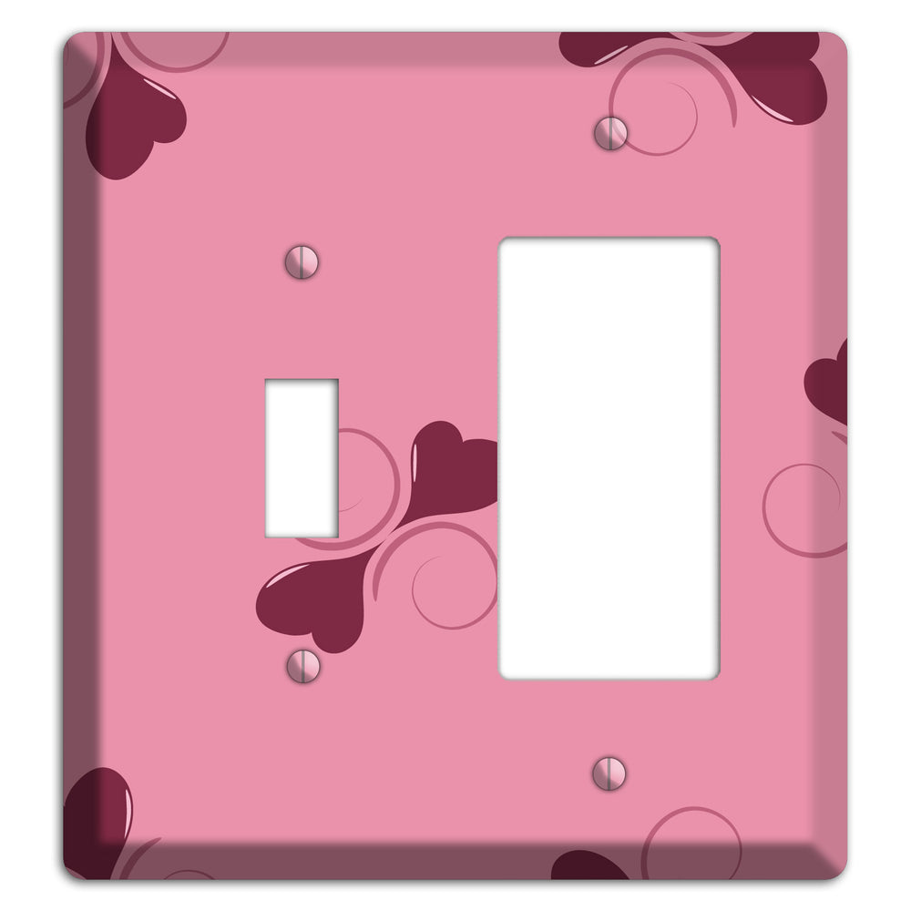 Pink with Hearts Toggle / Rocker Wallplate