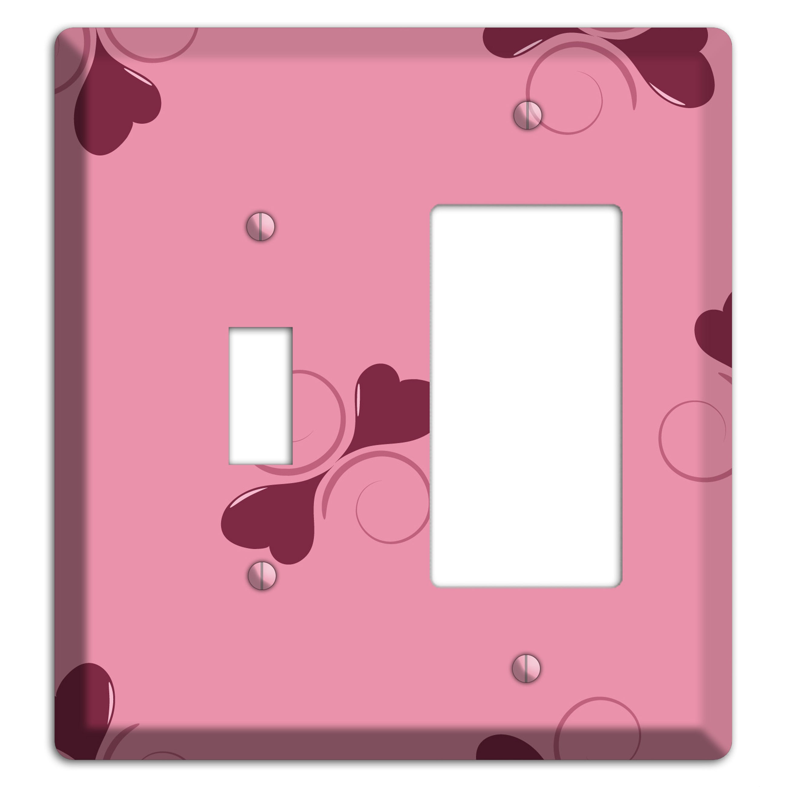 Pink with Hearts Toggle / Rocker Wallplate