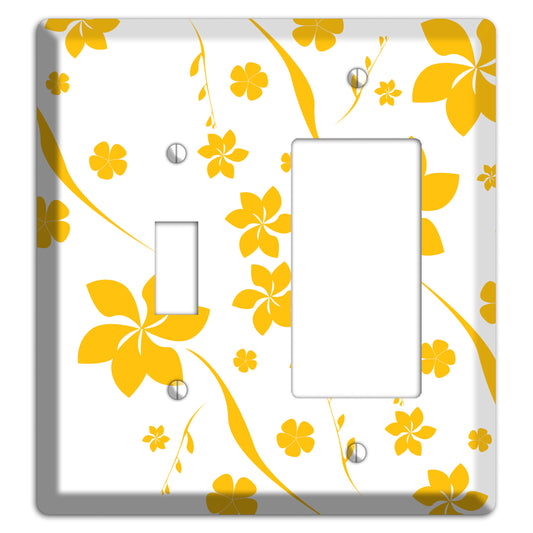 White with Yellow Flower Toggle / Rocker Wallplate