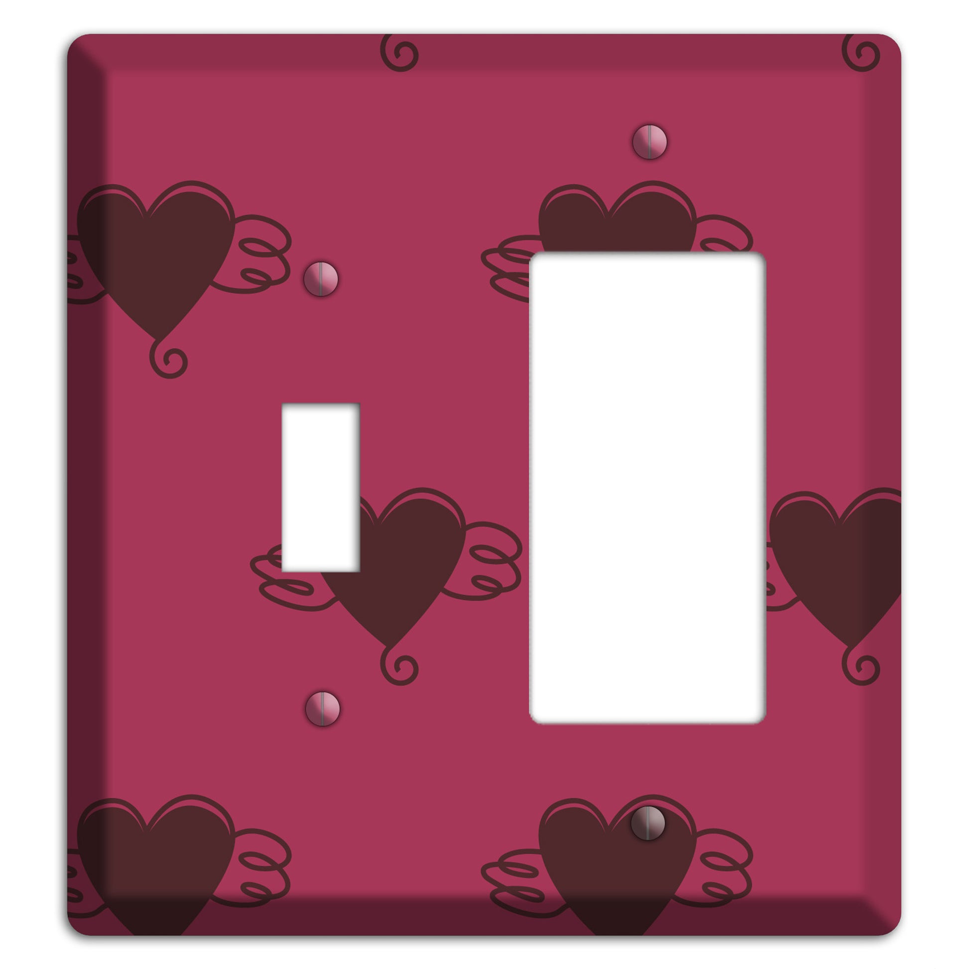 Fuschia Winged Hearts 2 Toggle / Rocker Wallplate