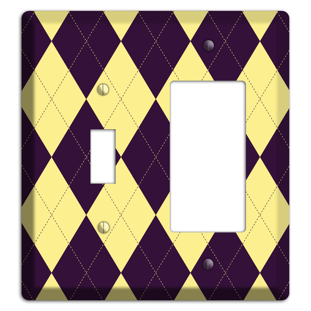 Yellow and Black Argyle Toggle / Rocker Wallplate