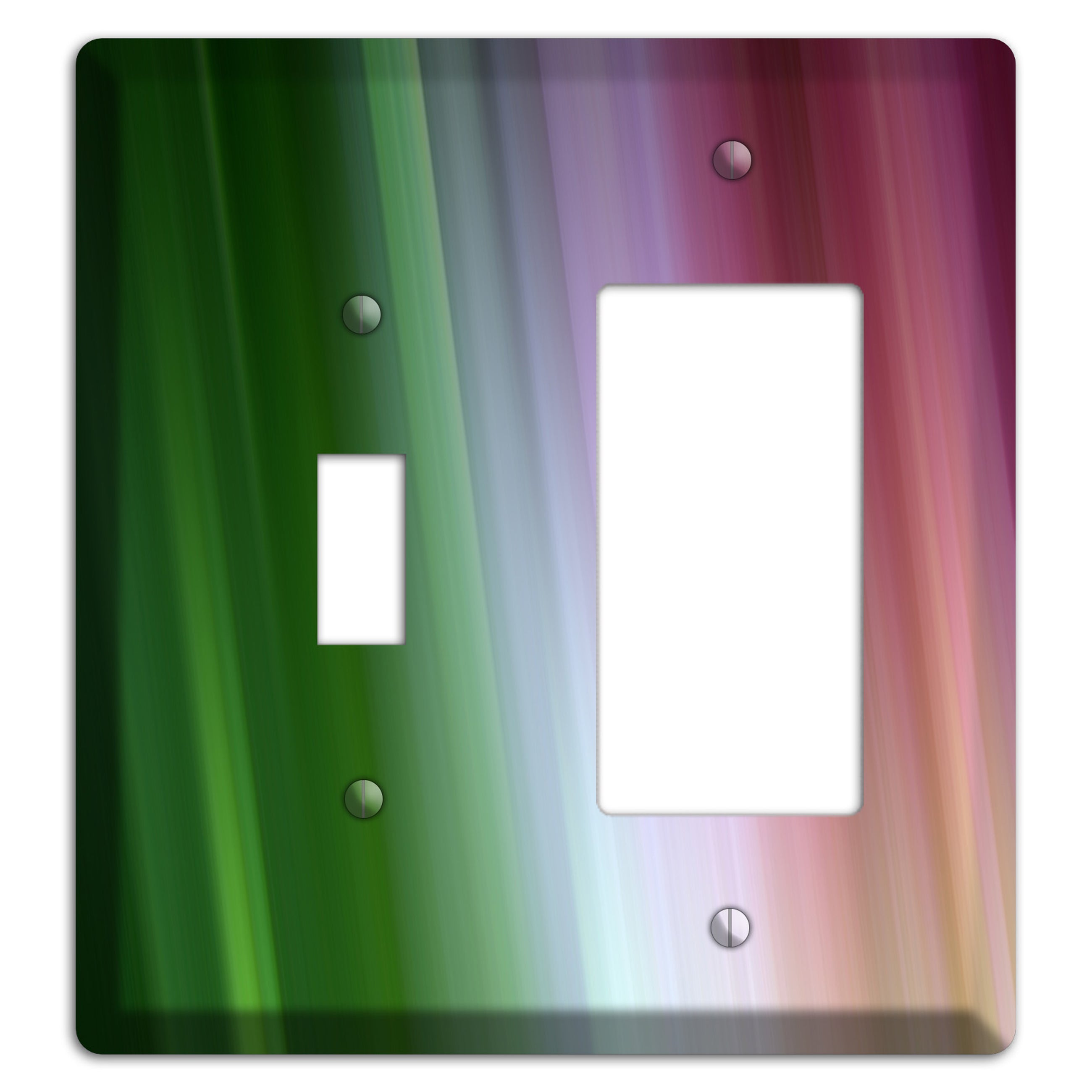 Green Lavender and Pink Ray of Light Toggle / Rocker Wallplate