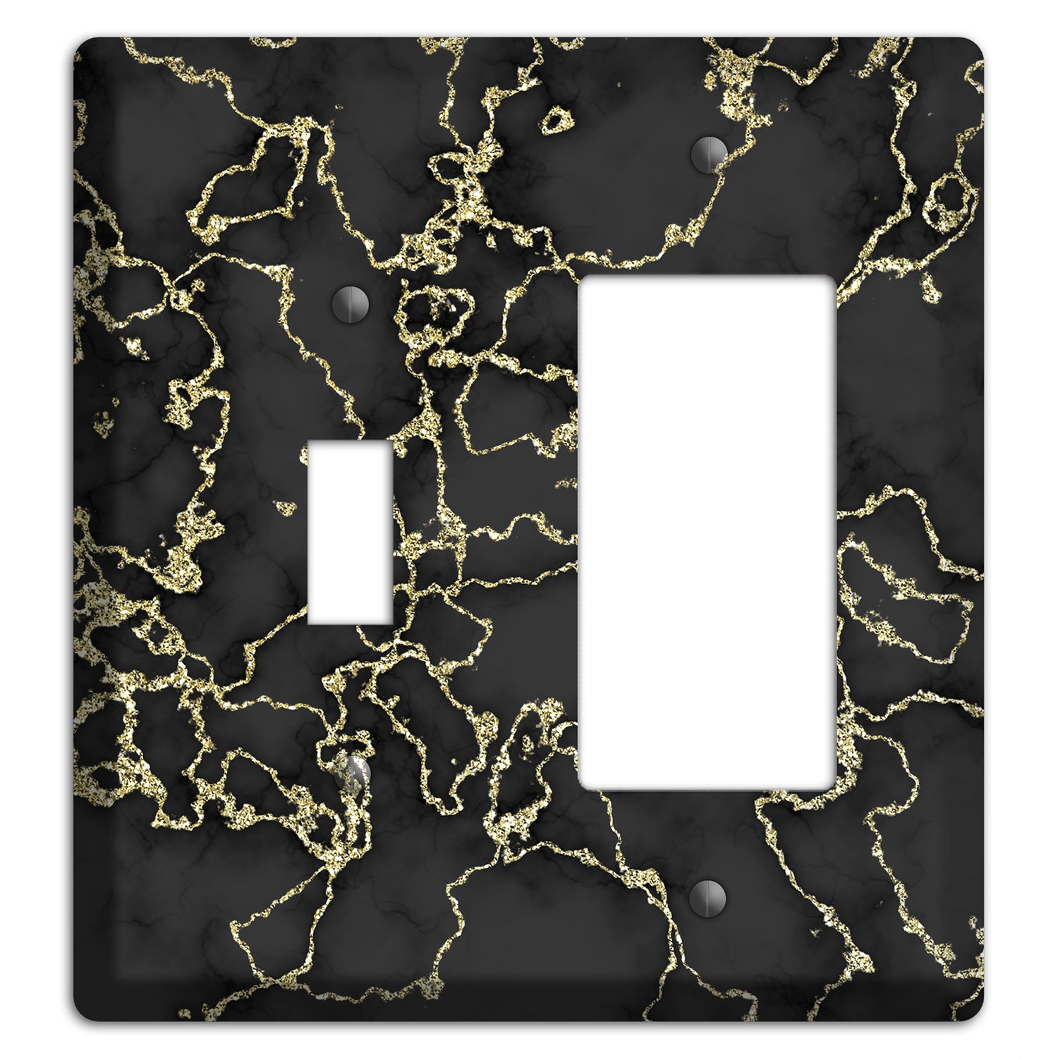 Black and Gold Marble Shatter Toggle / Rocker Wallplate