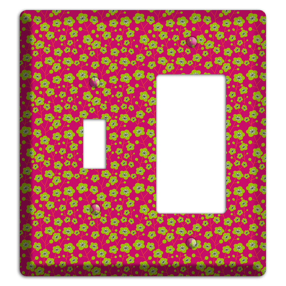 Fuschia and Yellow Calico Toggle / Rocker Wallplate