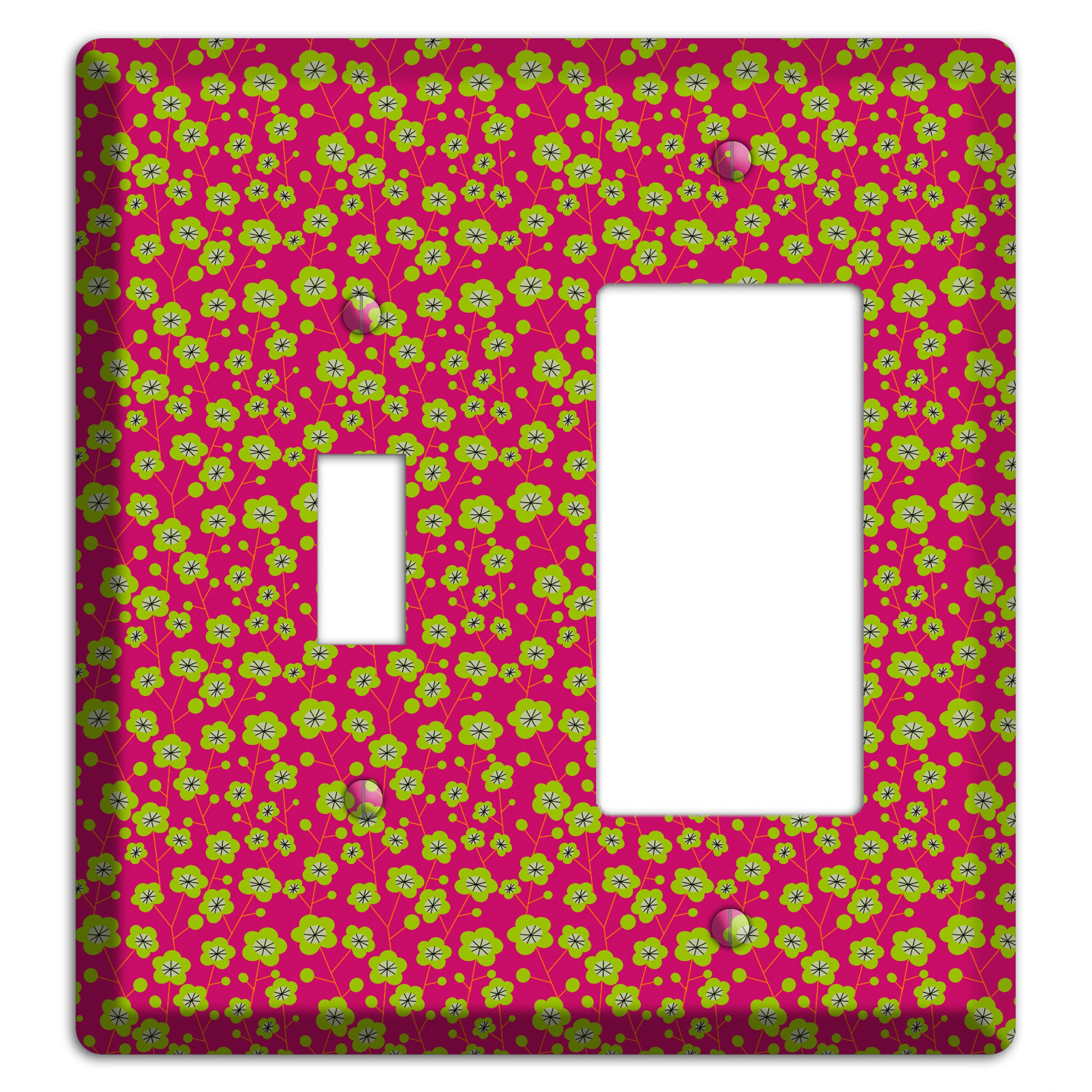 Fuschia and Yellow Calico Toggle / Rocker Wallplate
