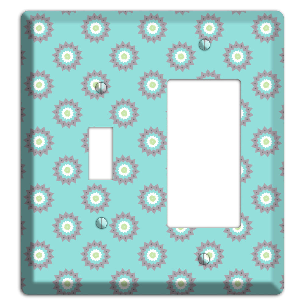 Turquoise with Suzani Dots Toggle / Rocker Wallplate