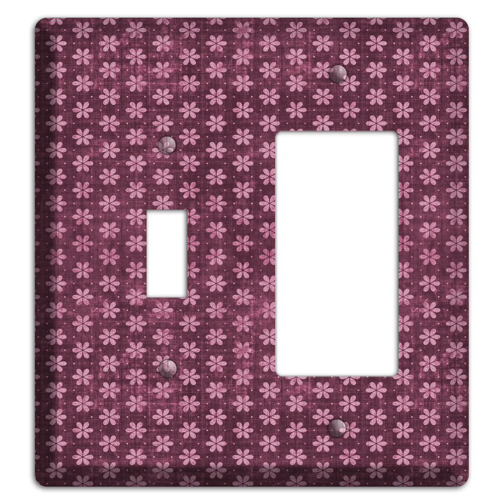 Burgundy Grunge Floral Contour Toggle / Rocker Wallplate