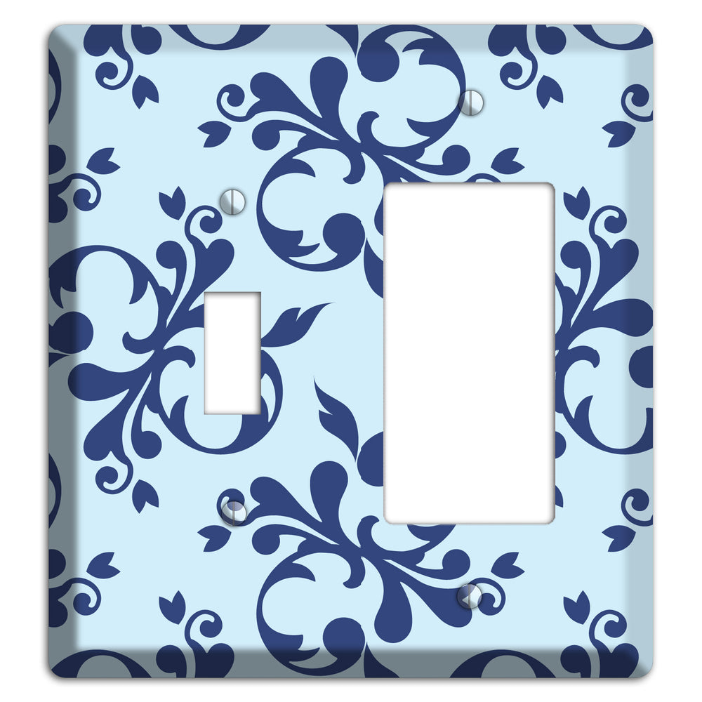 Blue Victorian Toile Toggle / Rocker Wallplate